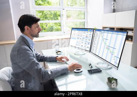 Gantt Chart Business Reports Stock Photo