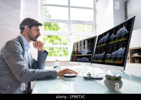 Man Programmer. Man Coding Stock Photo