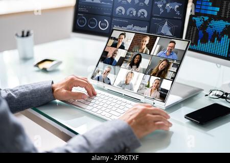 Virtual Business Video Conference Stock Photo