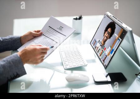 Virtual Job Interview Webcast Stock Photo
