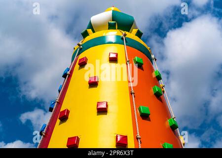 Close-up of Inflatable climbing tower for children Stock Photo