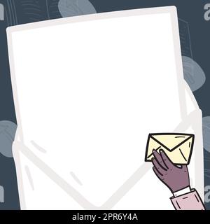 Professional Holding Letter And Envelope With Memorandum. Businessman With Postcard In Hands Receiving Important And Crucial Business Information. Stock Vector