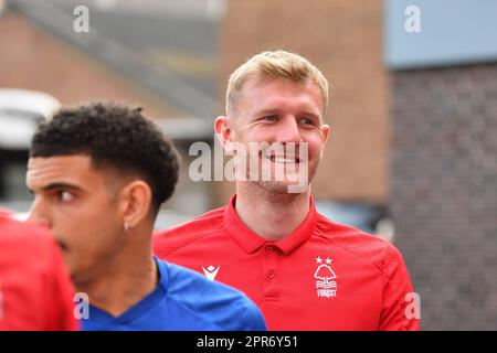 The City Ground, Nottingham, UK. 26th Apr, 2023. Premier League Football, Nottingham Forest versus Brighton and Hove Albion; Joe Worrall of Nottingham Forest arrives at the The City Ground with the Forest team Credit: Action Plus Sports/Alamy Live News Stock Photo