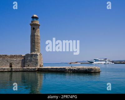 Greece, Crete / Souda - Rethymno - Lighthouse of Rethymno Stock Photo