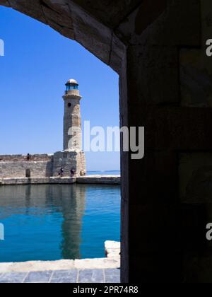 Greece, Crete / Souda - Rethymno - Lighthouse of Rethymno Stock Photo