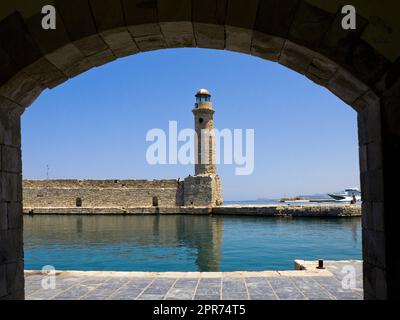 Greece, Crete / Souda - Rethymno - Lighthouse of Rethymno Stock Photo