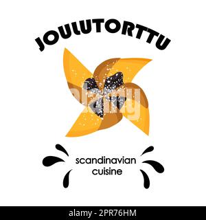Finnish star-shaped Christmas cake with dried marmalade. joulutorttu. Translation from Finnish: cake star Stock Photo