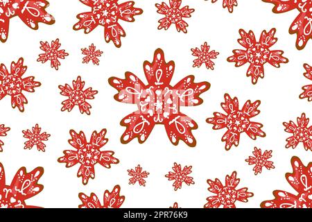Christmas seamless pattern with kawaii, texture for christmas gingerbread cookies with icing for textile, scrapbook, wrapping paper, new year decorati Stock Photo