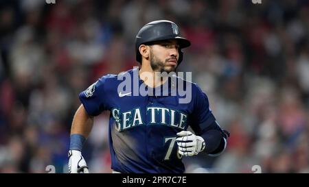 This is a 2023 photo of Jose Caballero of the Seattle Mariners baseball team.  This image reflects the Seattle Mariners active roster as of Thursday, Feb.  23, 2023, when this image was