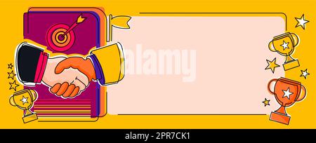 Hands Shaking Signing Contract Unlocking New Futuristic Technologies. Palm Holding Displaying Solving Late Innovative Virtual Ideas. Stock Vector