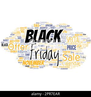 Big word cloud with words black friday. The day after the US holiday of Thanksgiving Shopping season Stock Vector