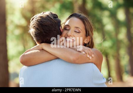 I think youre the best. Shot of an affectionate couple spending time together outdoors. Stock Photo