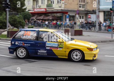 Marosvasarhely/ Transylvania - June 23 rd 2018: Mitsubishi Lancer  performing during Super Rally Trofeul Targu Mures. Stock Photo