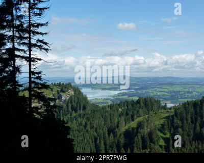 Mountain panorama from Tegelberg mountain, Bavaria, Germany Stock Photo