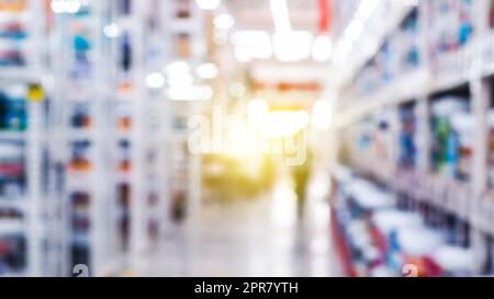 Abstract blurred supermarket. Blurred background of seMarket shop and supermarket interior Stock Photo