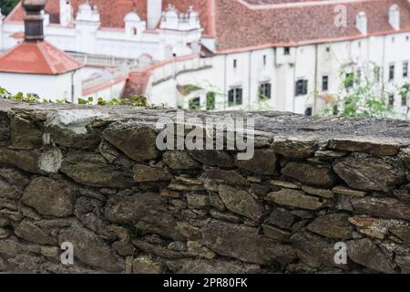 amazing old castle with a old wall made of stones Stock Photo