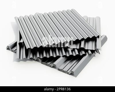 Corrugated metal sheets isolated on white background. 3D illustration Stock  Photo - Alamy