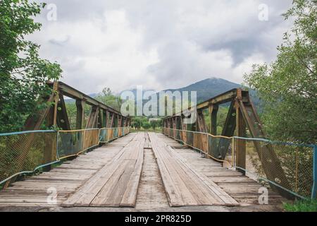 Old bulky bridge in the Carpathians Ukraine Stock Photo