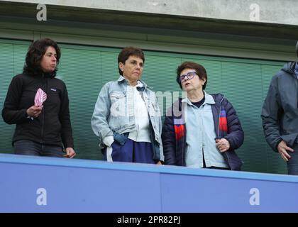 26th April 2023; Stamford Bridge, Chelsea, London, England: Premier League Football, Chelsea versus Brentford; Billie Jean King and wife Ilana Kloss in the corporate boxes watching the match Credit: Action Plus Sports Images/Alamy Live News Stock Photo