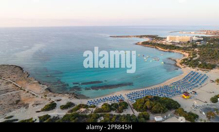 Aerial Landa beach, Ayia Napa, Cyprus Stock Photo