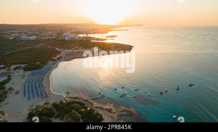 Aerial Landa beach, Ayia Napa, Cyprus Stock Photo