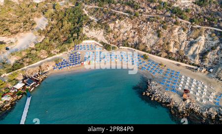 Aerial Konnos beach, Protaras, Cyprus Stock Photo