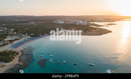 Aerial Landa beach, Ayia Napa, Cyprus Stock Photo