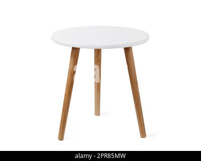 End table, round coffee table isolated on white Stock Photo