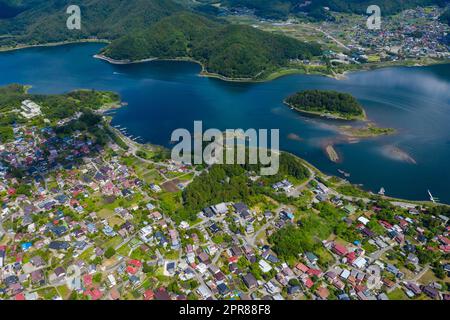 Top down view of the Kawaguchiko Stock Photo