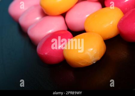 Colorful round sweet kinder bubble gums close up modern background big size high quality prints Stock Photo