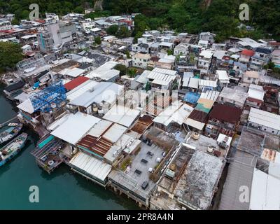 Lei Yue Mun, Hong Kong 22 November 2021: Top view of Fishing village Stock Photo