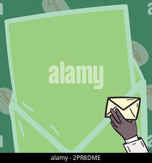Professional Holding Letter And Envelope With Memorandum. Businessman With Postcard In Hands Receiving Important And Crucial Business Information. Stock Vector