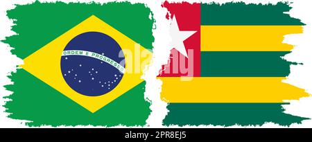 Togo and Brazil grunge flags connection, vector Stock Vector