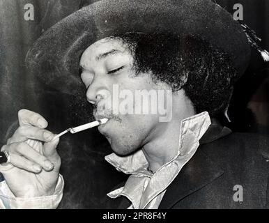 JIMI HENDRIX (1942-1970) US rock guitarist in 1969 Stock Photo