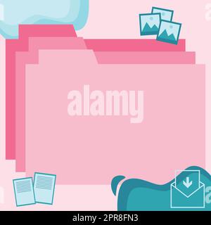 Desktop Folders Inside Web Browser Showing Recent Technology. Laptop Screen Presenting Modern Automation. Stock Vector