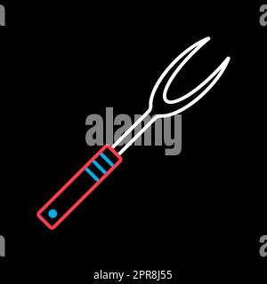 Big kitchen fork vector isolated on the black icon. Kitchen appliances. Graph symbol for cooking web site design, logo, app, UI Stock Photo