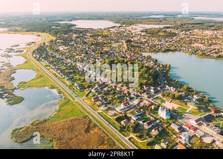 Braslav, Braslaw District, Vitebsk Voblast, Belarus. Aerial View Of Town. Famous Lakes Stock Photo