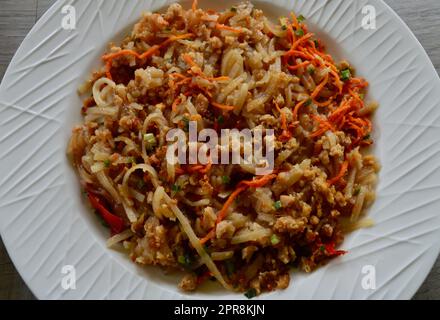 Thai Pad served on a white plate Stock Photo