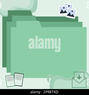 Desktop Folders Inside Web Browser Showing Recent Technology. Laptop Screen Presenting Modern Automation. Stock Vector