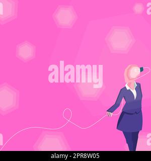 Professional woman head full new ideas. Lady wearing formal attire light bulb brain connected. Creative thinking for problem solving. Bright vision leader. Stock Vector