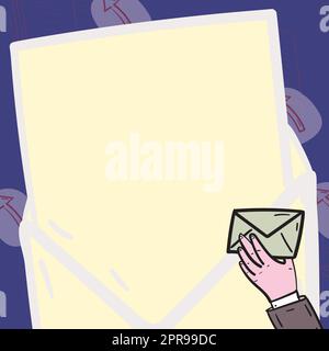 Professional Holding Letter And Envelope With Memorandum. Businessman With Postcard In Hands Receiving Important And Crucial Business Information. Stock Vector