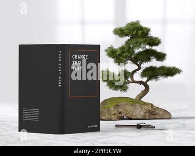 Book Cover Mockup Scene, 3d Illustration, 3d rendering Stock Photo