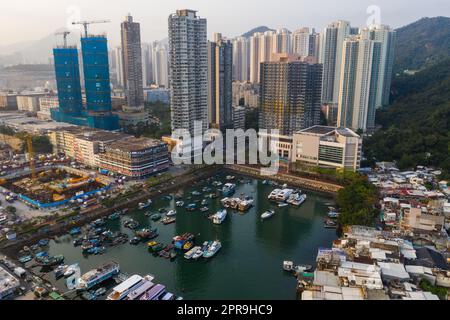 Lei Yue Mun, Hong Kong 22 May 2019: Top view of Hong Kong city Stock Photo