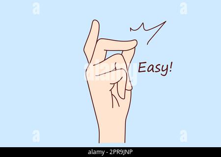 Closeup of person hand make gesture to show easy work to do. Man or woman fingers demonstrate easiness and facility. Vector illustration. Stock Photo