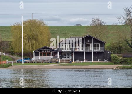The Upper Thames Rowing Club (UPRC) clubhouse on the River Thames in Henley-On-Thames, Oxfordshire, England. Stock Photo
