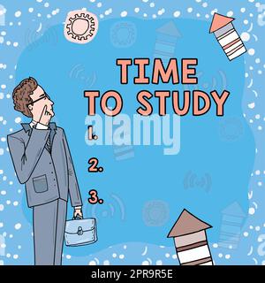 Conceptual display Time To Study, Concept meaning Exams ahead need concentrate in studies learn the lesson Professor In Suit With Glasses Presenting I Stock Photo