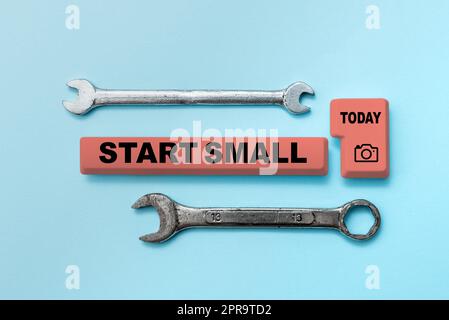 Text showing inspiration Start Small. Word Written on Small medium enterprises start up Business entrepreneurship -49037 Stock Photo