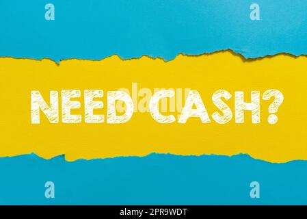 Inspiration showing sign Need Cash Question. Internet Concept asking someone if you need extra money or dont Important Information Written Underneath Ripped Piece Of Paper. Stock Photo