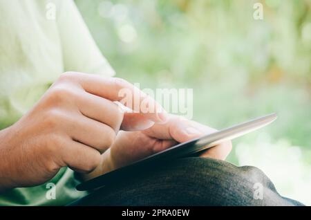 Man using tablet Stock Photo