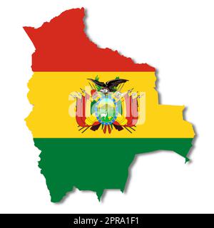A Bolivia flag map on white background 3d illustration with clipping path Stock Photo